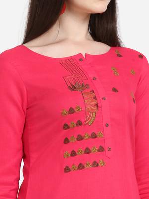 Pink embroidered viscose short-kurtis 5