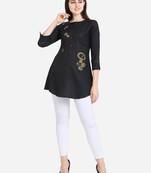 Black embroidered viscose short-kurtis