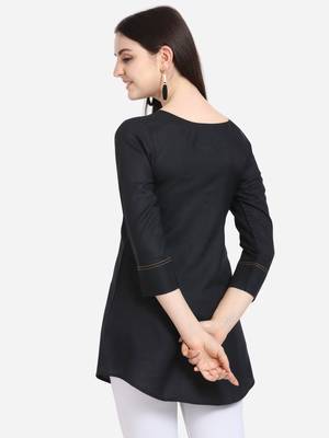 Black embroidered viscose short-kurtis 3