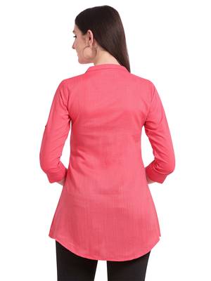 Pink embroidered viscose short-kurtis 3
