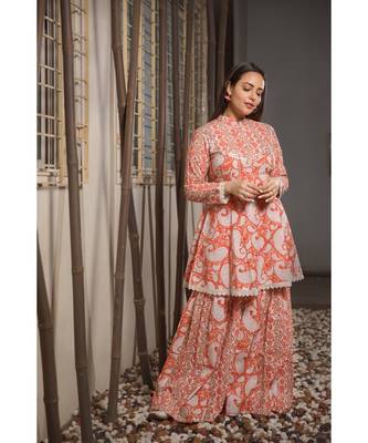 Pearl Orange Peplum Kurta Set 2