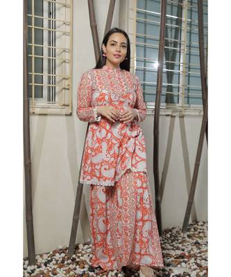 Pearl Orange Peplum Kurta Set 5