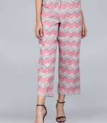 Pink printed cotton palazzo-pants
