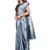 Grey plain satin saree with blouse
