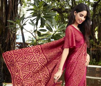 Red Brasso Brasso Saree With Blouse 2