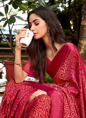 Red Brasso Brasso Saree With Blouse 3