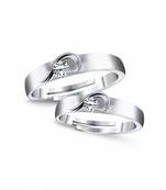 Crystal Drop Infinity Couple Rings Sterling Silver, Silver Zircon Sterling Silver, Silver Plated Ring Set