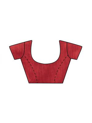 Red Coloured Solid Galexy Silk Saree With Blouse Piece 5