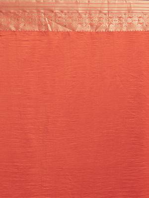 Orange Coloured Solid Galexy Silk Saree With Blouse Piece 4