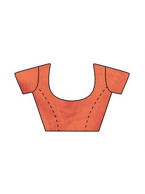 Orange Coloured Solid Galexy Silk Saree With Blouse Piece 5