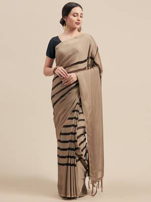 Brown Coloured Star Chiffon Saree With Blouse Piece 1