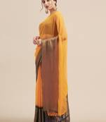 Yellow Coloured Viscos Chiffon Saree With Blouse Piece