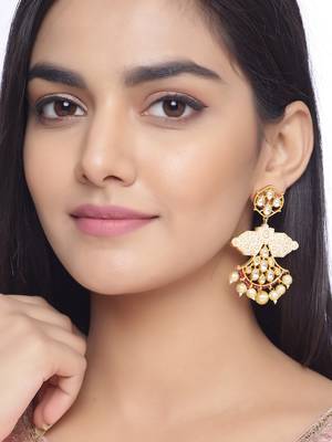Indo Western Stylish White Enameled Dangler Earring for Girls and Women 1
