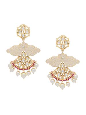 Indo Western Stylish White Enameled Dangler Earring for Girls and Women 3