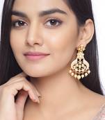Floral Designer Pink Enameled Kundan Polki Pearls Dangler Earring for Girls and Women