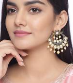 Floral Designer Gold Antique Plated and Pearls Dangler Earring for Girls and Women