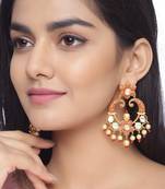 Floral Red Enameled Gold Plated Kundan Polki Dangler Earring for Girls and Women