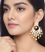 Stylish Pink Enameled Gold Plated Designer Pearls Dangler Earring for Girls and Women