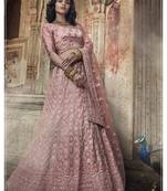 Amazing Salmon Zari and Thread Embroidered Satin Semi-stitched Lehenga choli with dupatta