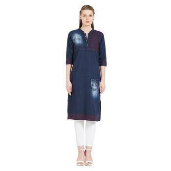 Blue embroidered cotton kurtas-and-kurtis 1