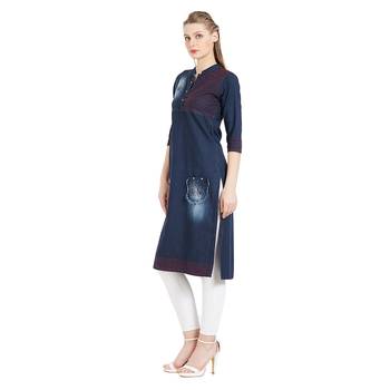 Blue embroidered cotton kurtas-and-kurtis 3