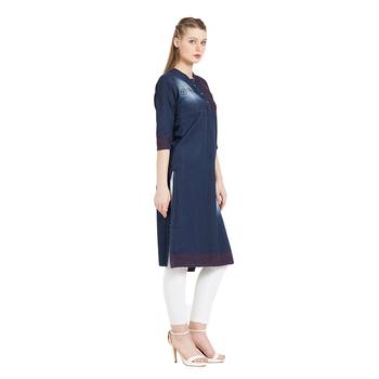 Blue embroidered cotton kurtas-and-kurtis 4