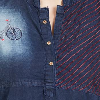 Blue embroidered cotton kurtas-and-kurtis 5