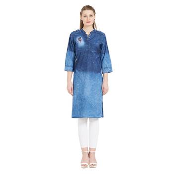 Blue embroidered cotton kurtas-and-kurtis 1