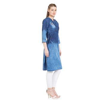 Blue embroidered cotton kurtas-and-kurtis 4