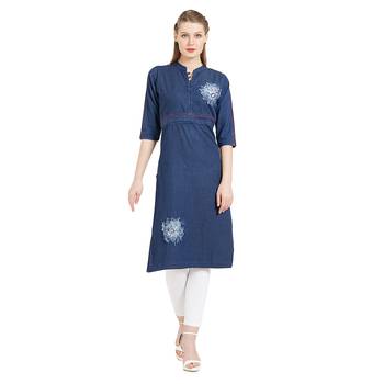 Blue printed cotton kurtas-and-kurtis 1