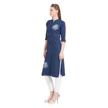 Blue printed cotton kurtas-and-kurtis 3