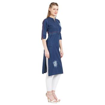 Blue printed cotton kurtas-and-kurtis 4