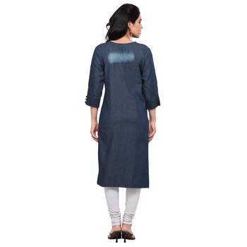 Blue plain cotton kurtas-and-kurtis 2