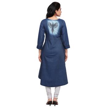 Blue plain cotton kurtas-and-kurtis 2