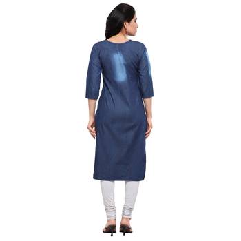 Blue embroidered cotton kurtas-and-kurtis 2