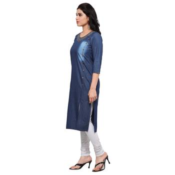 Blue embroidered cotton kurtas-and-kurtis 3