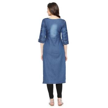 Blue plain cotton kurtas-and-kurtis 2