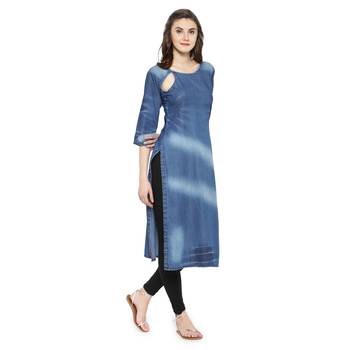 Blue plain cotton kurtas-and-kurtis 4
