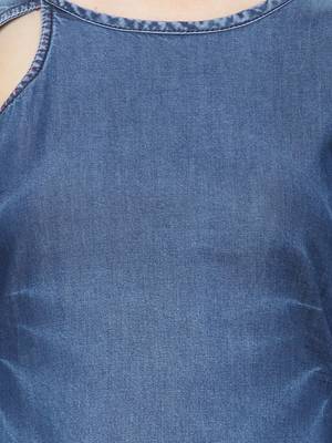 Blue plain cotton kurtas-and-kurtis 5