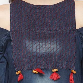 Blue plain cotton kurtas-and-kurtis 5