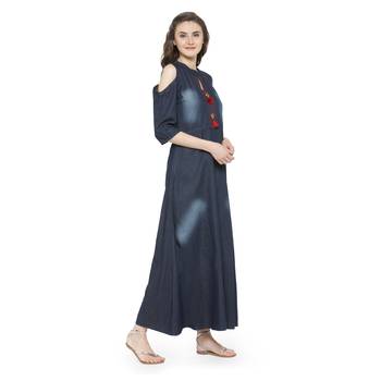 Blue plain cotton kurtas-and-kurtis 4