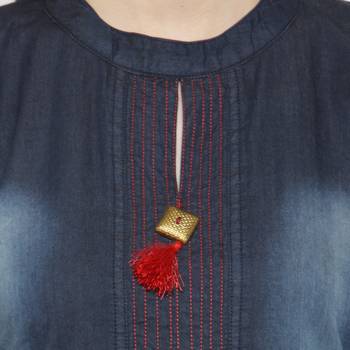 Blue plain cotton kurtas-and-kurtis 5