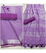 Unitex Fashion  purple woven linen saree with blouse