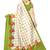 White and mehendi Coloured plain synthetic khadi silk saree with blouse