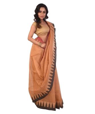 Rust woven pure cotton saree  2