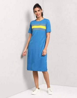 Turquoise plain crepe maxi-dresses 1