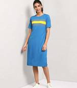 Turquoise plain crepe maxi-dresses