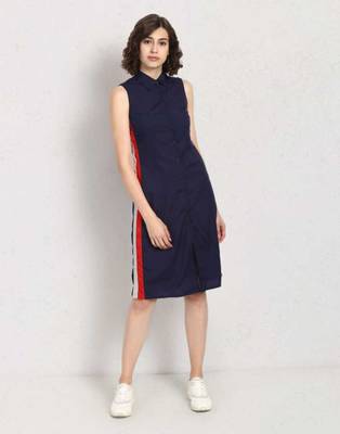 Blue plain crepe maxi-dresses 3