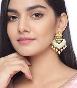 Indian Traditional Green Enamel Pearls Dangler Earring