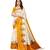 White and Yellow Coloured plain synthetic khadi silk saree with blouse